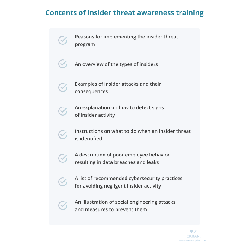 Contents of insider threat awareness training
